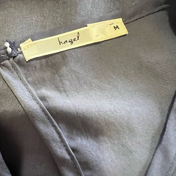 Hagel Medium Blue Tulip Sleeve Ruffled Tier Front Blouse Keyhole Closure Office - Picture 7 of 9